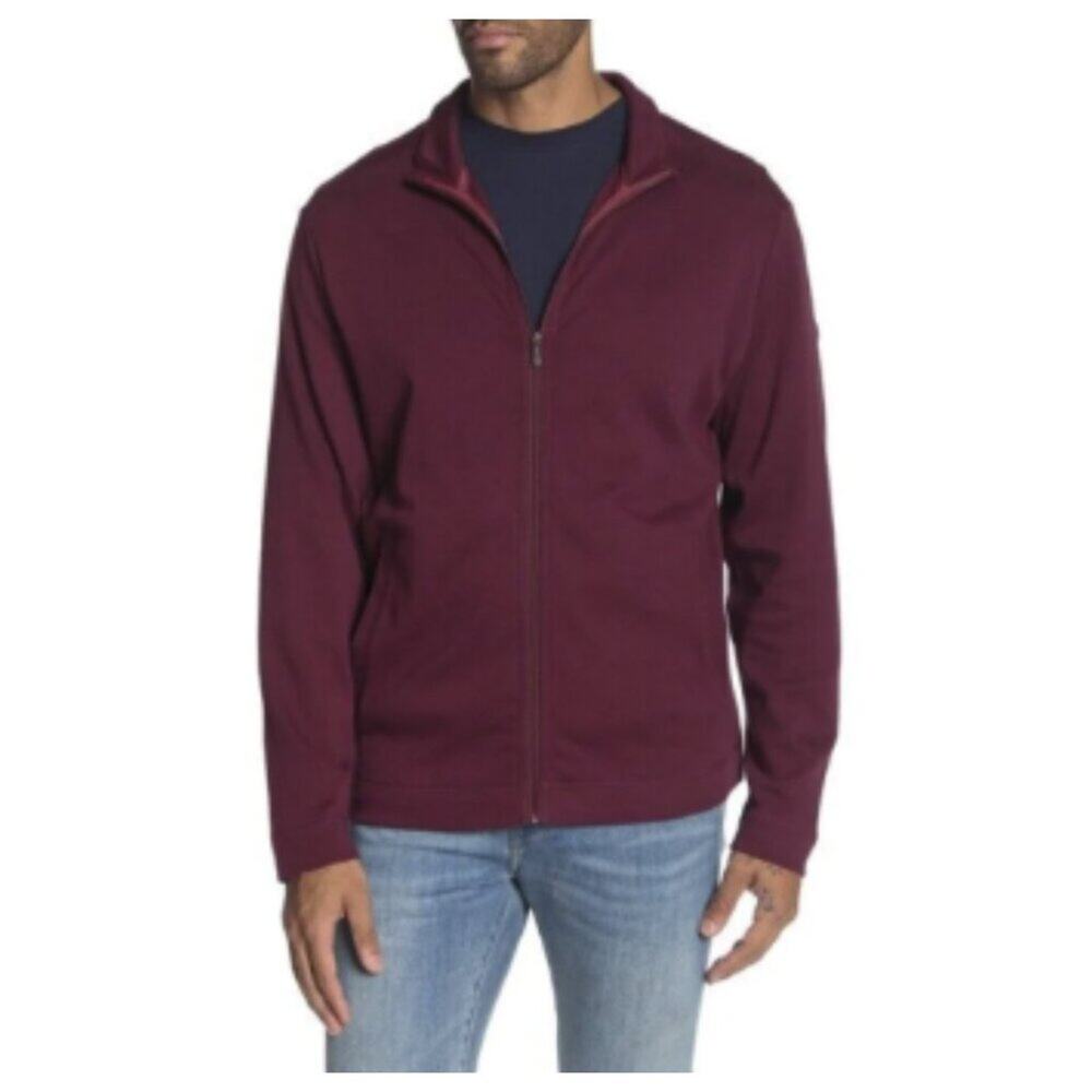 Tommy Bahama Men's Ravello Jersey Zip Front Jacket Aged Claret Size XL